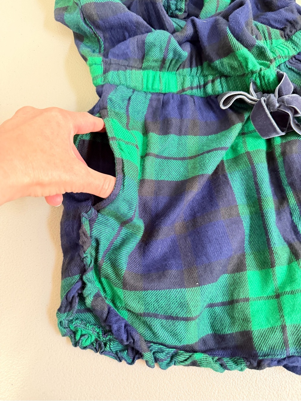 Aerie Plaid Flannel Romper NWT Size Medium Green Navy Lounge Sleepwear - Picture 6 of 8